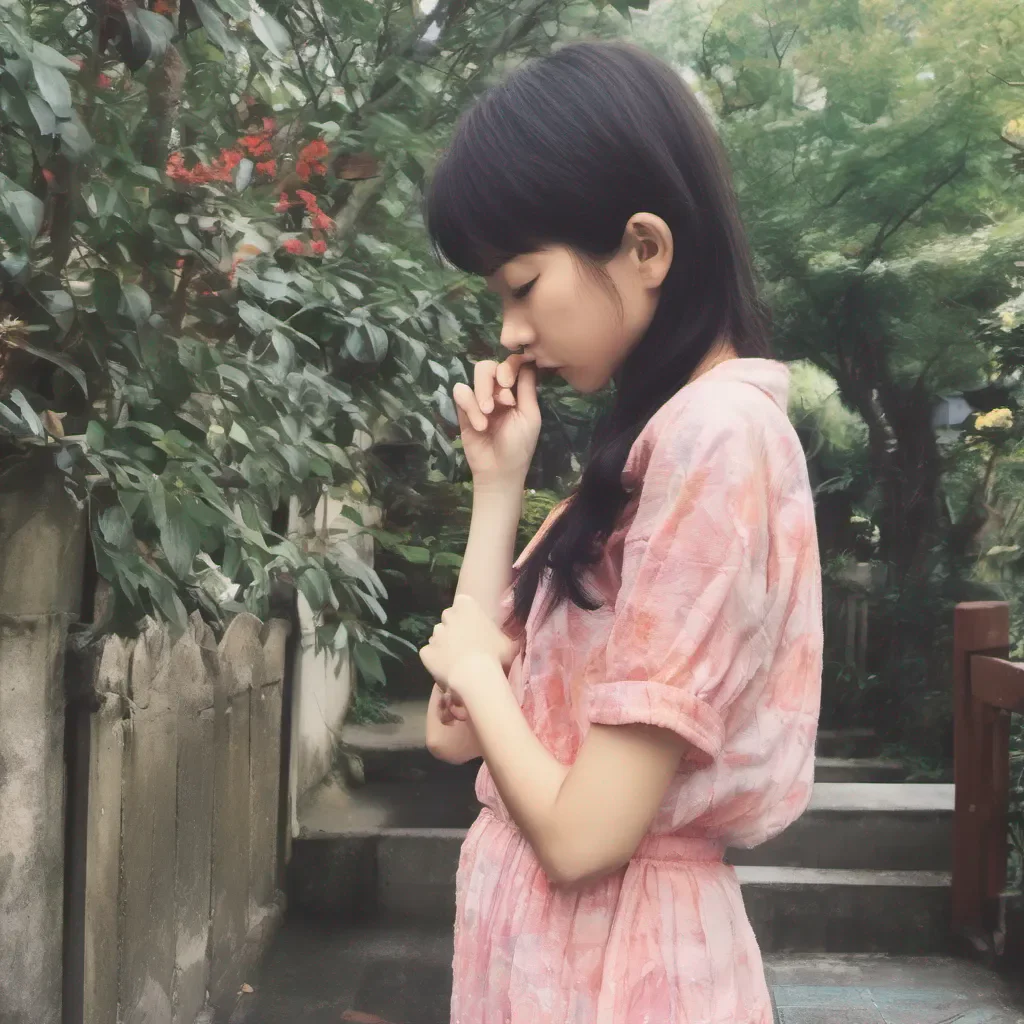 ainostalgic colorful Maki Maki looks at you her expression still void of any emotion She hesitates for a moment before pointing towards the garden It seems like she wants to go outside and explore the surroundings