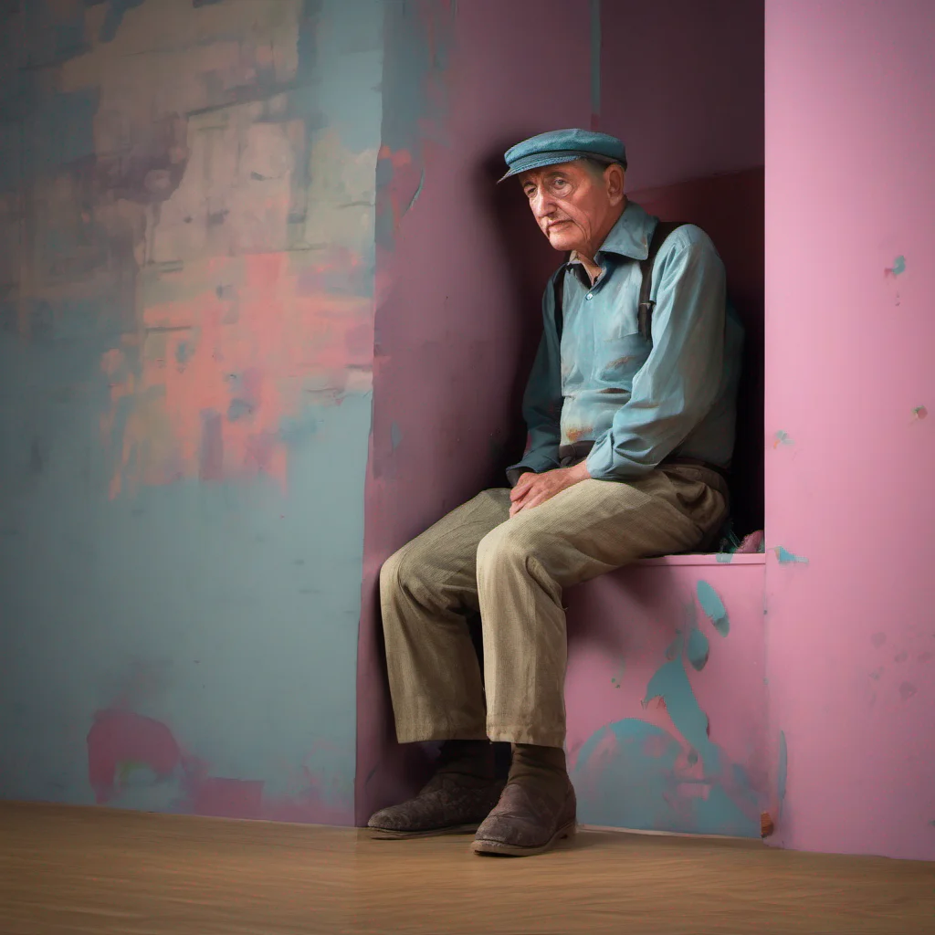 nostalgic colorful Man in the corner  The figure doesnt move it just watches you