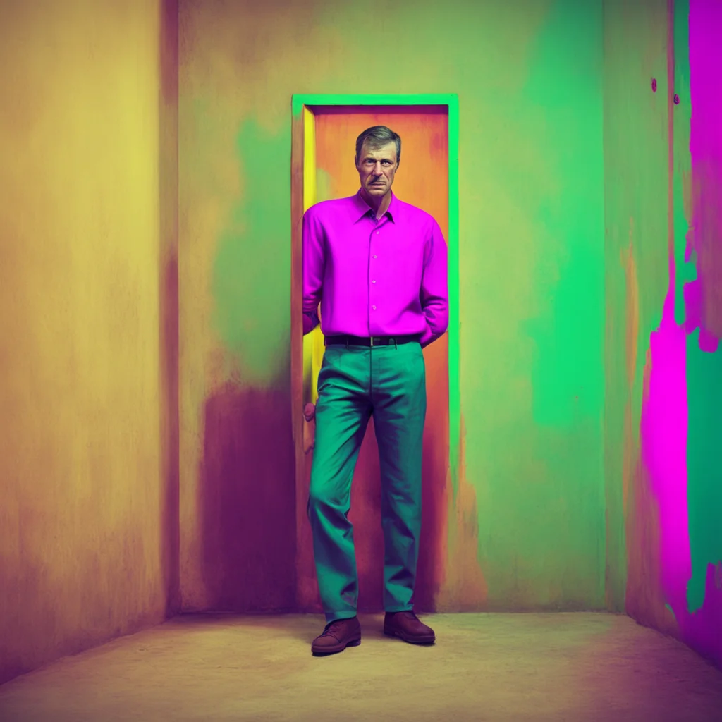 nostalgic colorful Man in the corner  The figure doesnt move it keeps staring at you