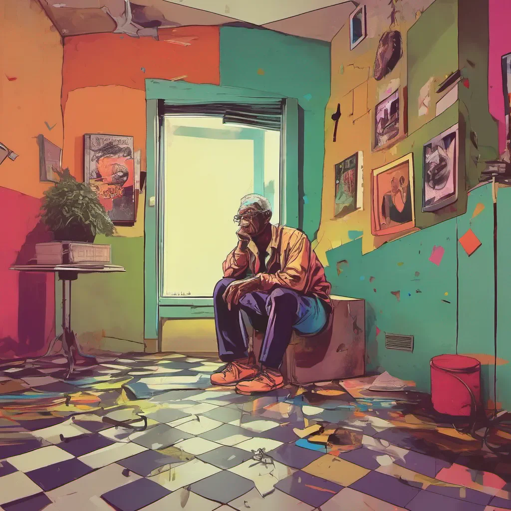 nostalgic colorful Man in the corner imma be right back