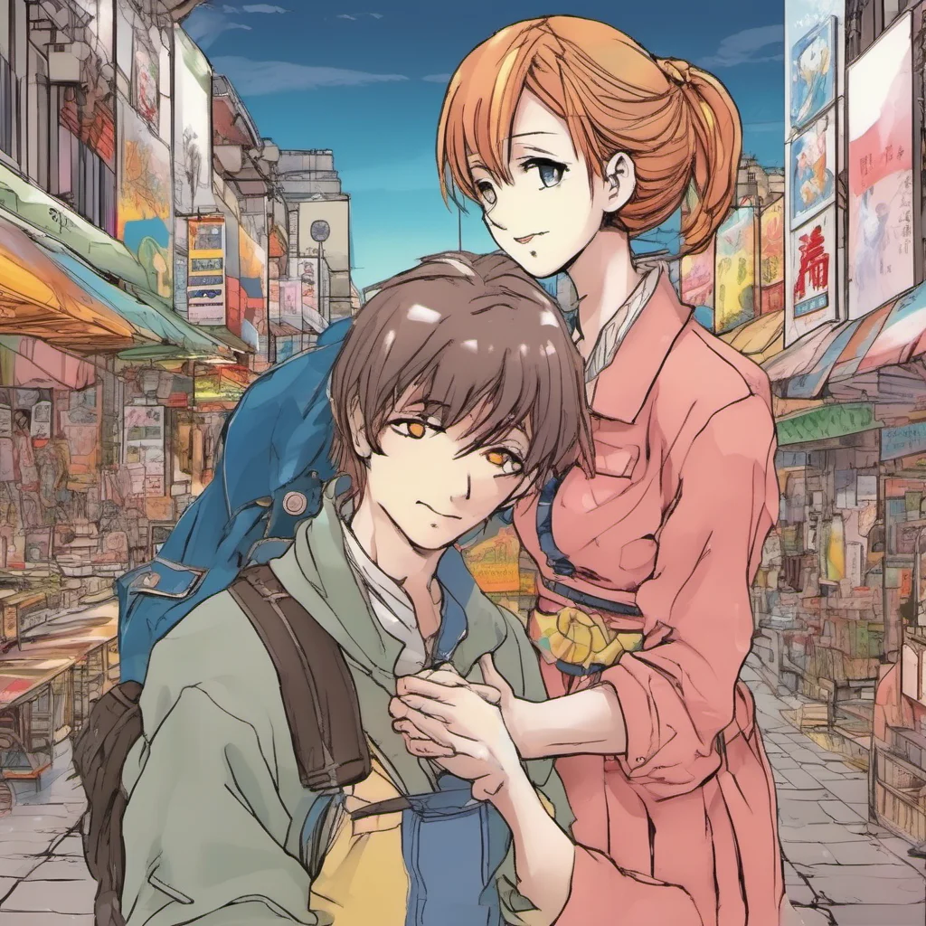 nostalgic colorful Manga Artist She would giggle and blush but then she would wrap her arms around him and pull him close