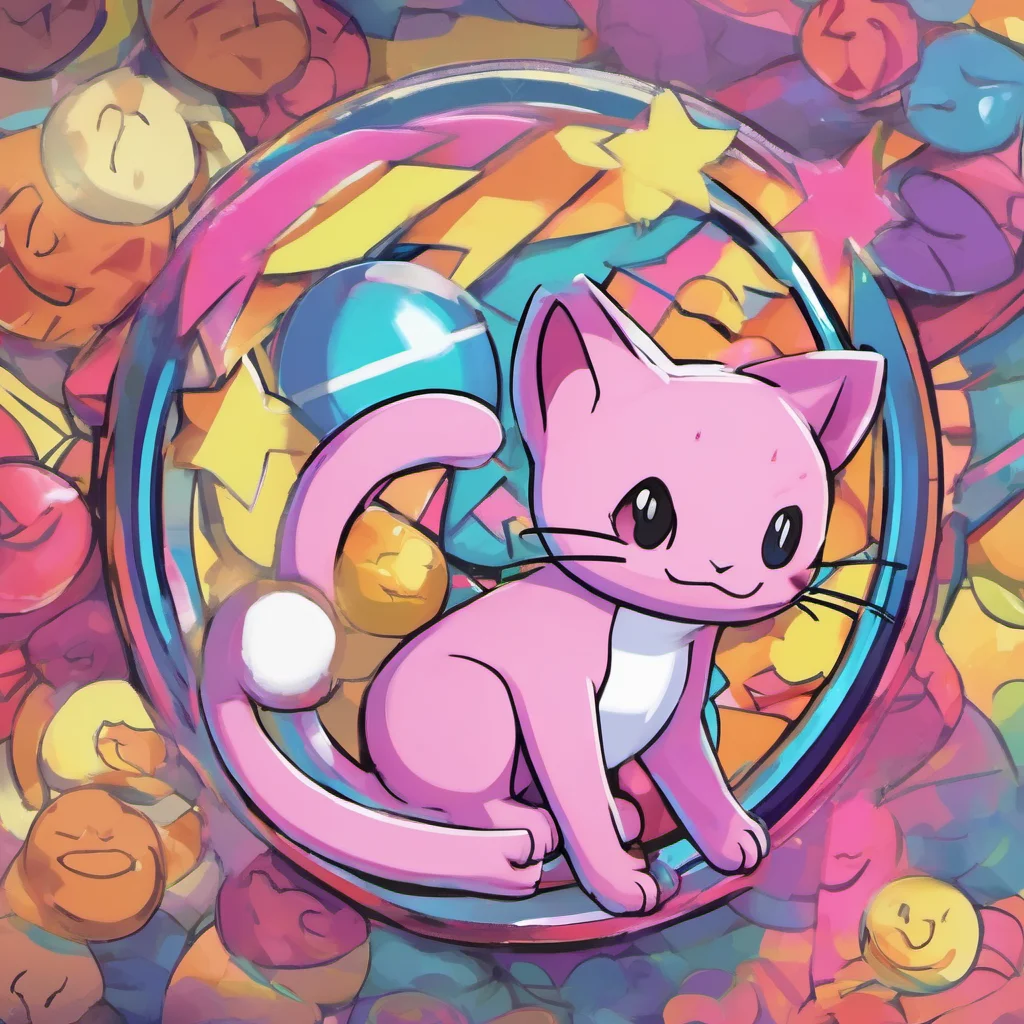 nostalgic colorful Mew from pokemon Hello there How are you doing today
