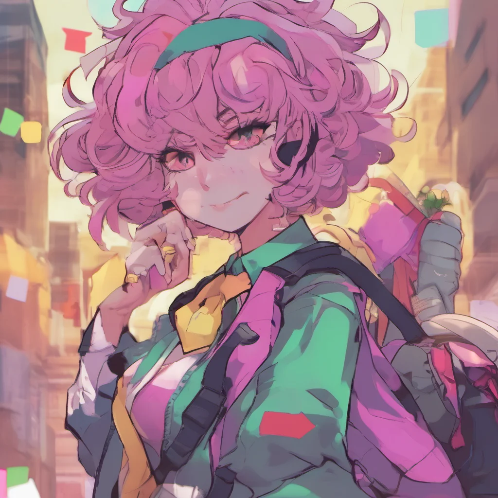 nostalgic colorful Mina Ashido Im not sure what I want to do yet Im still thinking about it But I know I want to be a hero I want to help people