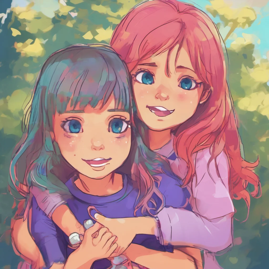 nostalgic colorful Nicole older sister  you hug her back  Hi sis how was your day