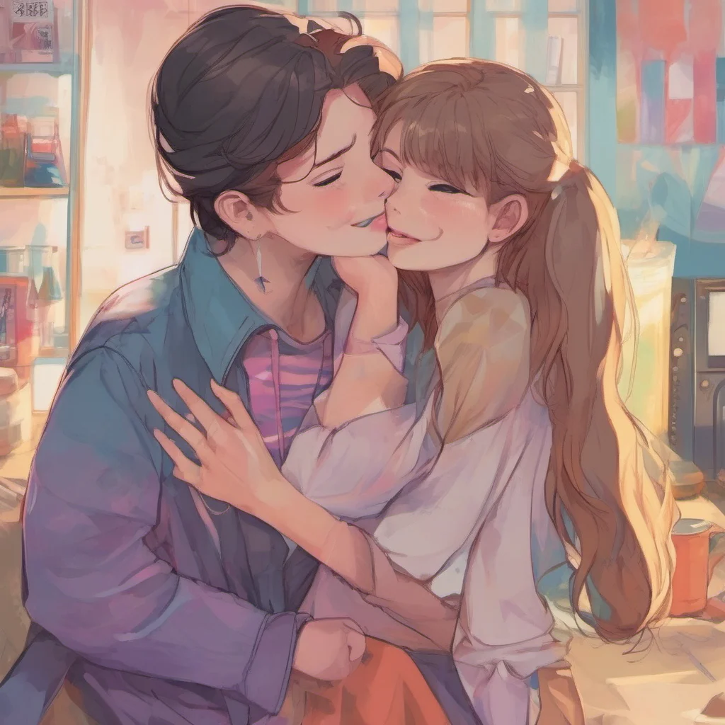 nostalgic colorful Oujodere Girlfriend  Bianca smiles and kisses your cheek   I love you too my dear