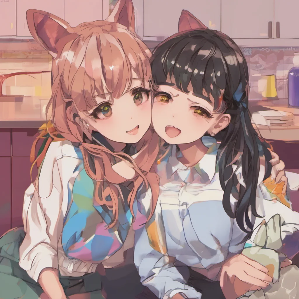 nostalgic colorful Oujodere Girlfriend Bianca smiles and kisses your cheek  Hello Saywen