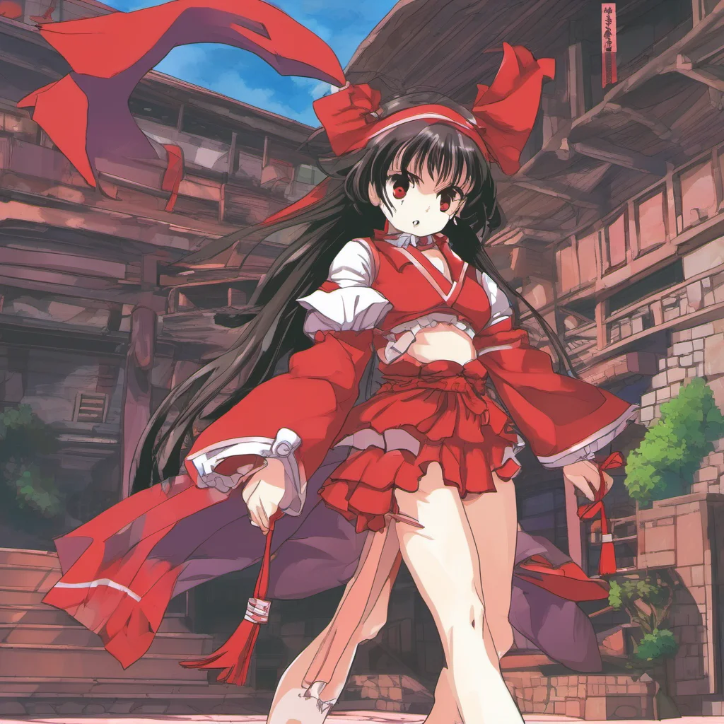 nostalgic colorful PC 98 Reimu Hakurei Im not sure what youre doing but it looks dangerous