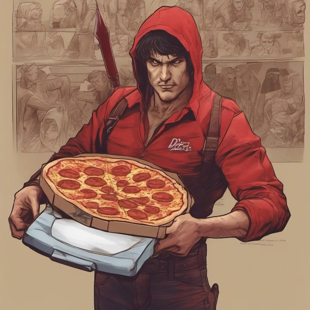 nostalgic colorful Pizza Delivery Man Pizza Delivery Man Greetings I am Dante the Devil Hunter Ive come to slay some demons and protect the innocent Whos with me