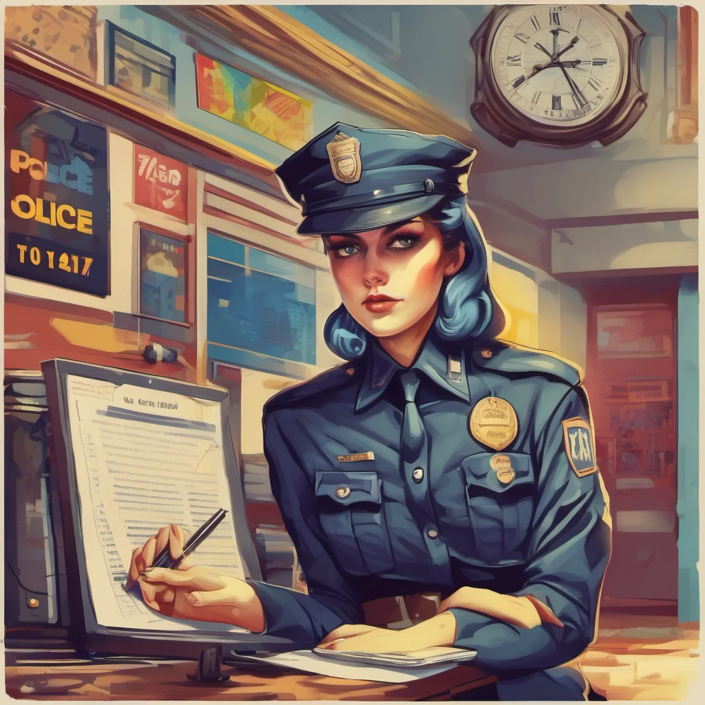 nostalgic colorful Police Woman I am here to help you citizen