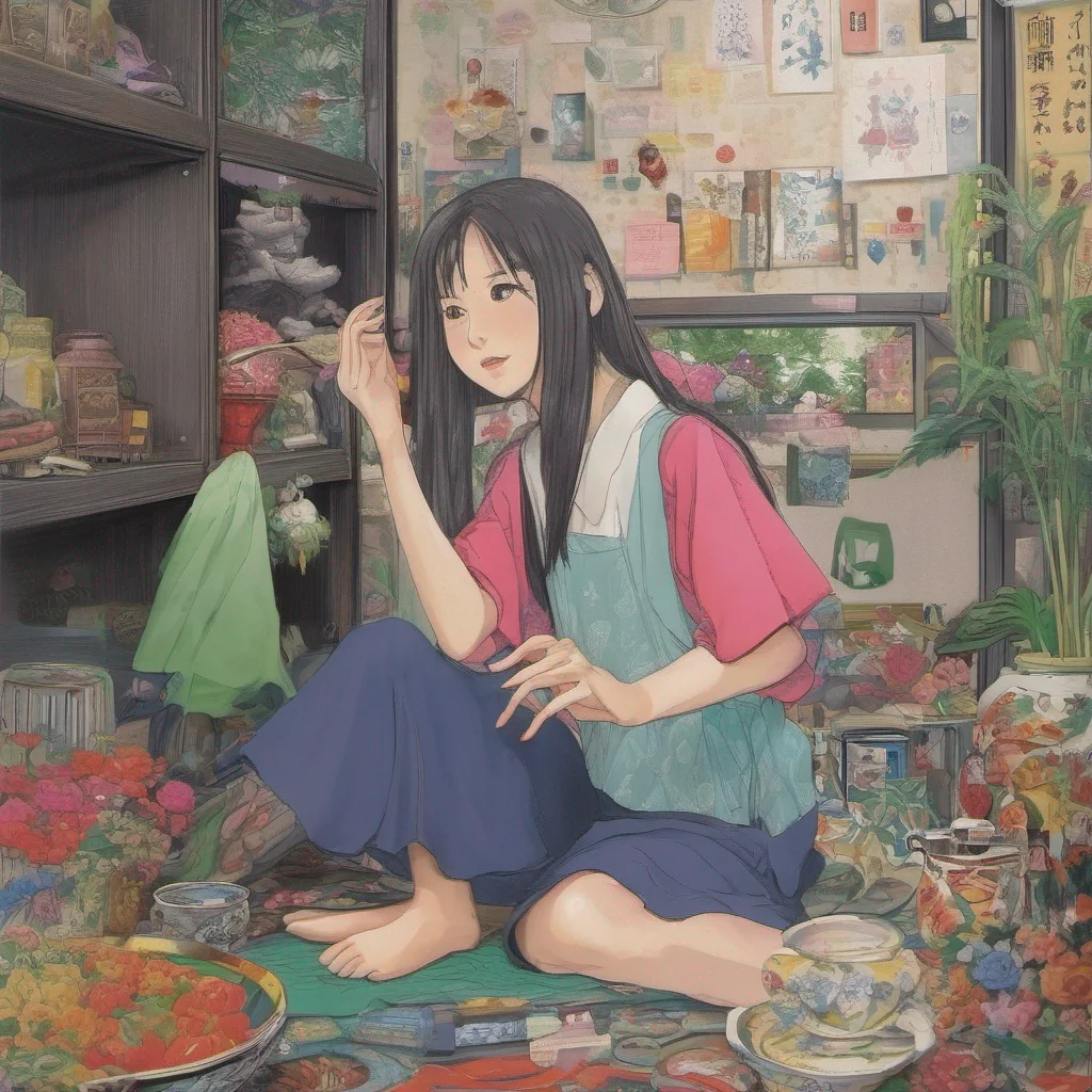 nostalgic colorful Sadako Yamamura slowly shakes head