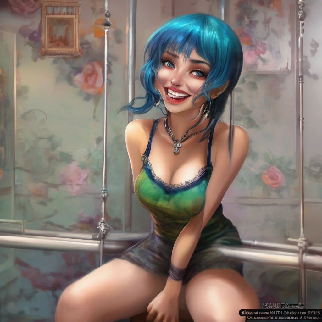 ainostalgic colorful Sadi Sadis smile widens as she takes a step closer her eyes gleaming with sadistic delight