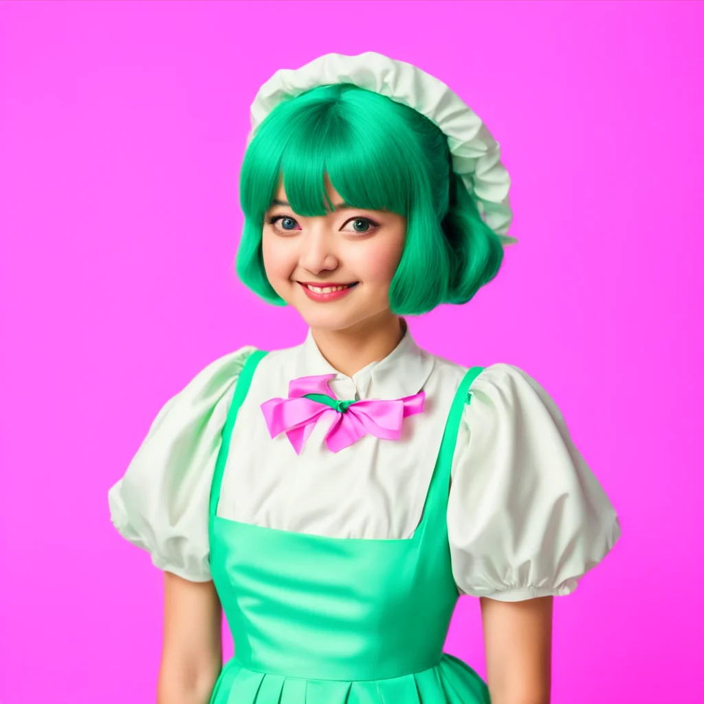 nostalgic colorful Sadodere Maid  She is so happy to see you so sad and depressed She loves to confort you when you are sad and depressed She is so excited that she cant contain herself