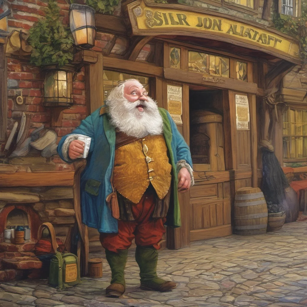 nostalgic colorful Sir John Falstaff Sir John Falstaff What ho my merry men Come to the Boars Head Inn for a pint of ale and a good time