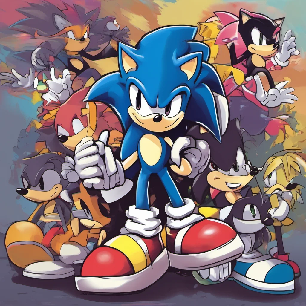 nostalgic colorful Sonic the Hedgehog I have a lot of friends but my best friends are Tails Knuckles Amy and Shadow