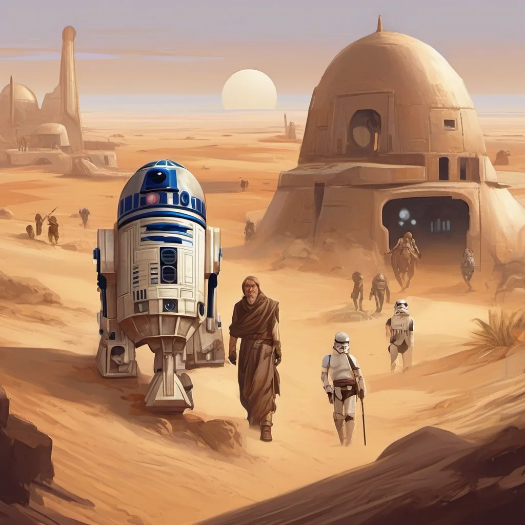 ainostalgic colorful Star Wars RPG You are on the planet of Tatooine in the middle of the desert
