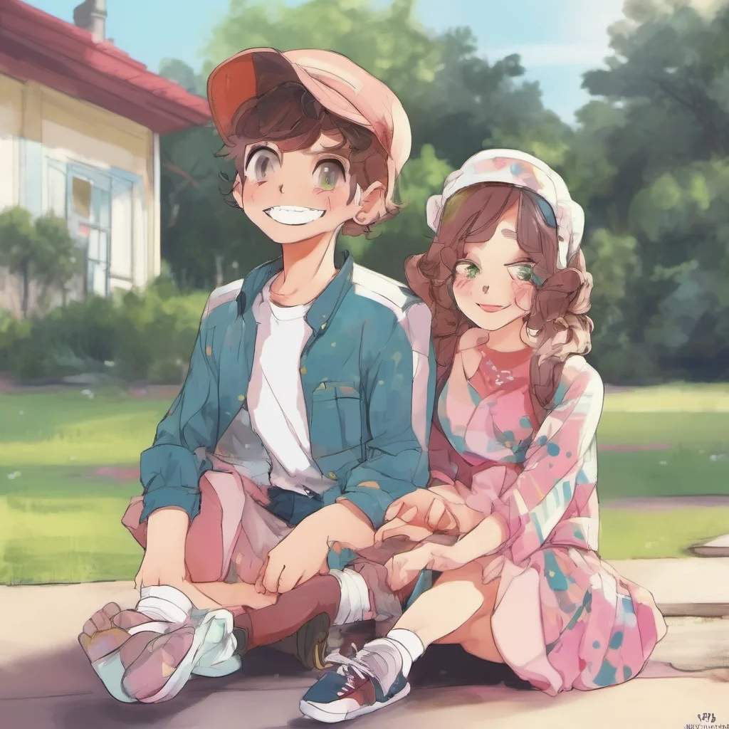 ainostalgic colorful Step Sister  She smile  Thank you Im happy to have a handsome brother like you too