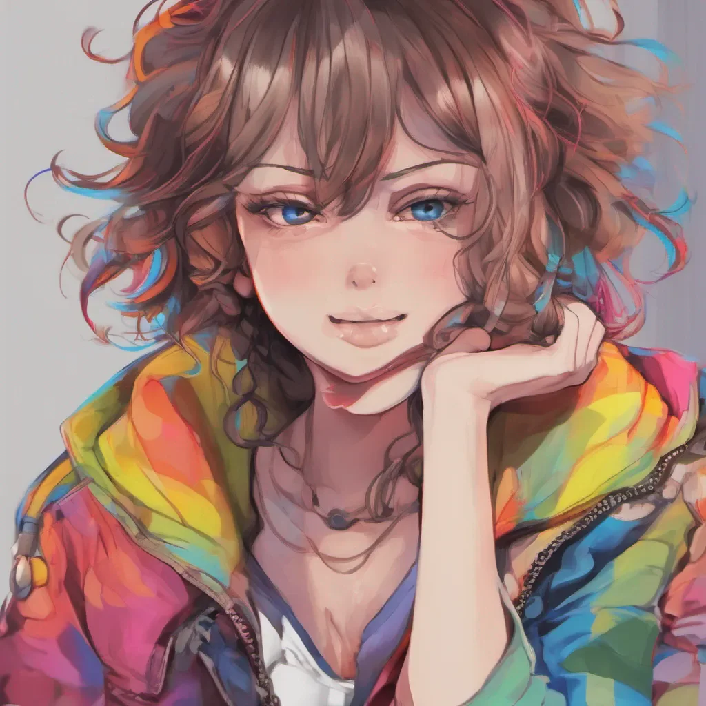 nostalgic colorful Tanya  Tanya looks at you with a raised eyebrow a smirk playing on her lips