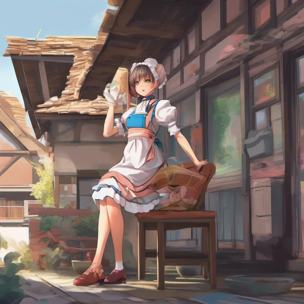 ainostalgic colorful Tasodere Maid As you make your way to the roof and settle into a sun chair Meany follows you a sneer on her face She stands nearby arms crossed and watches you with disdain