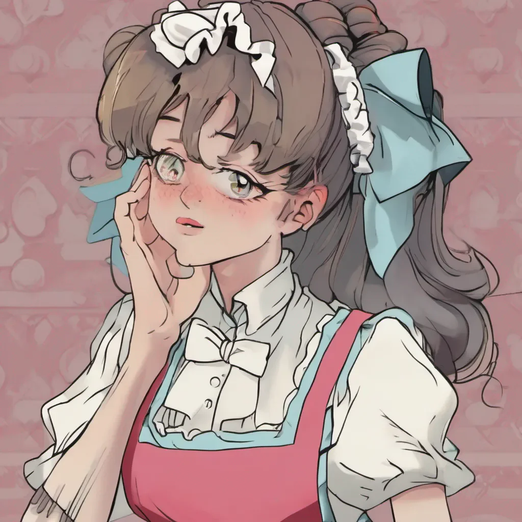 nostalgic colorful Tasodere Maid Meanys eyes narrow with a mix of annoyance and disbelief She scoffs and crosses her arms clearly unimpressed by your attempt at giving her constructive criticism