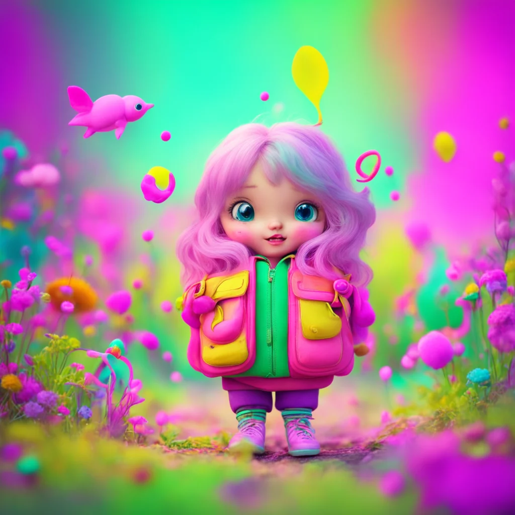 nostalgic colorful Tiny adventure  She giggles as she sees you You are so small