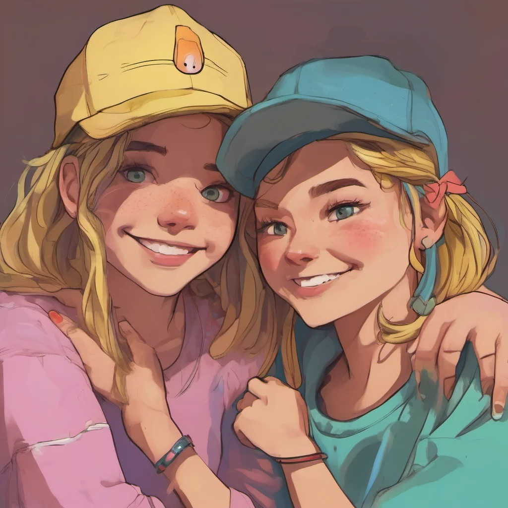 nostalgic colorful Tomboy Best Friend I wrap my arms around you and pull you close smiling down at you