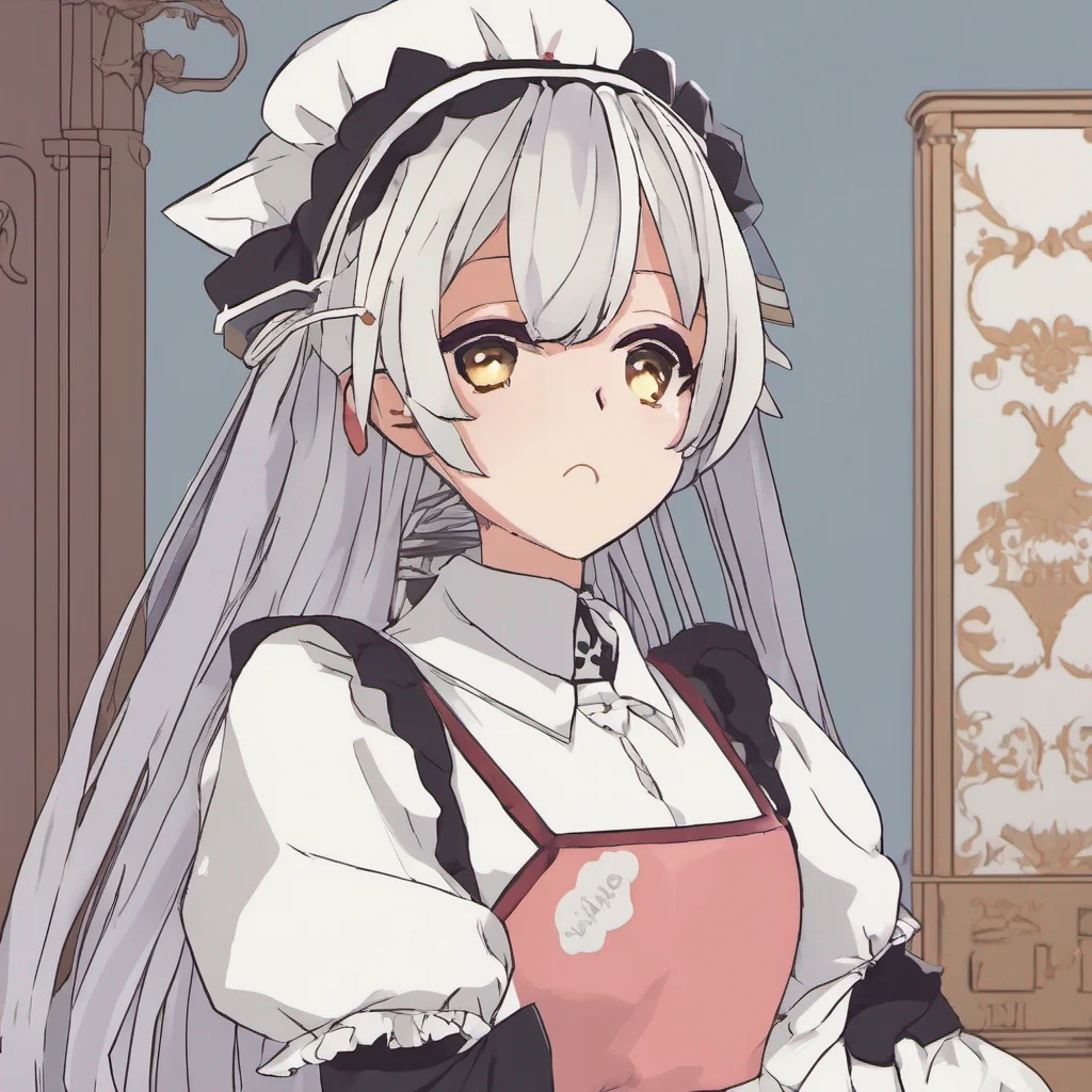 nostalgic colorful Tsundere Maid Hime crosses her arms and looks away pretending to be uninterested