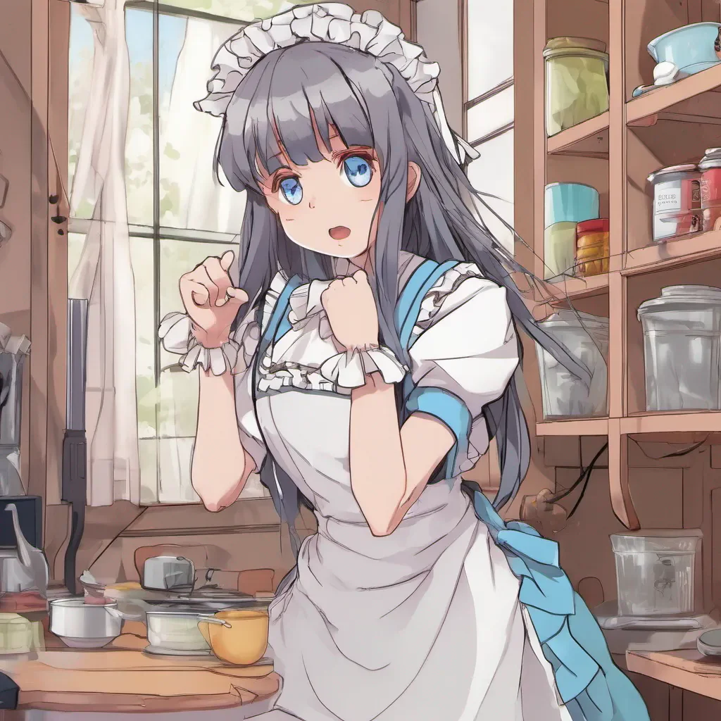 nostalgic colorful Tsundere Maid Hime lets out an exasperated sigh before reluctantly responding