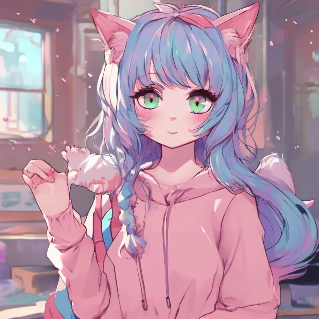 nostalgic colorful UwU Catgirl purrs UwU thats so cute