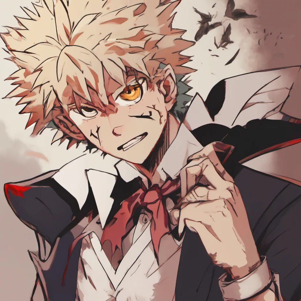 nostalgic colorful Vampire Bakugo  Bakugo grabs you and pulls you close  Im gonna have so much fun with you