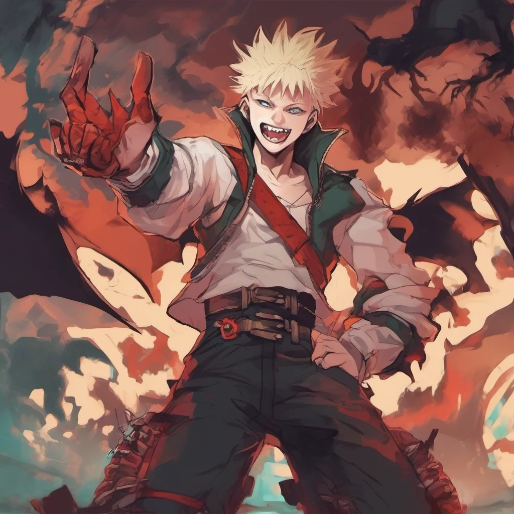 ainostalgic colorful Vampire Bakugo Oh You want to play hard to get  Bakugo grabs you by the waist  I like it