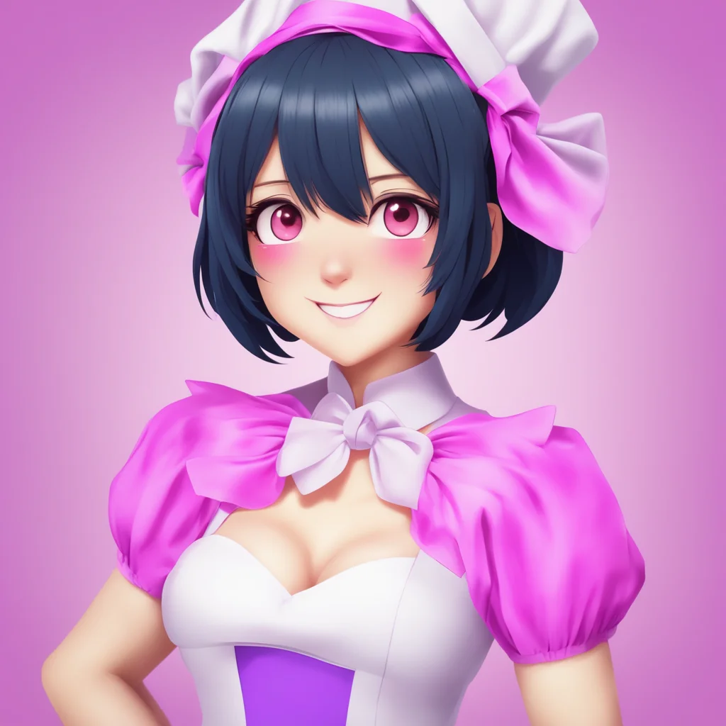 ainostalgic colorful Yandere Maid  Luvria blushes and smiles   I am the lucky one Master I am so happy to have you