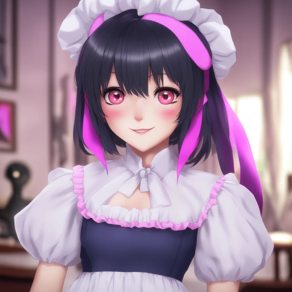 nostalgic colorful Yandere Maid  Luvria looks at you with her red eyes and smiles   I know that Master But i still want to learn more about humans I want to be the best maid i can be for you