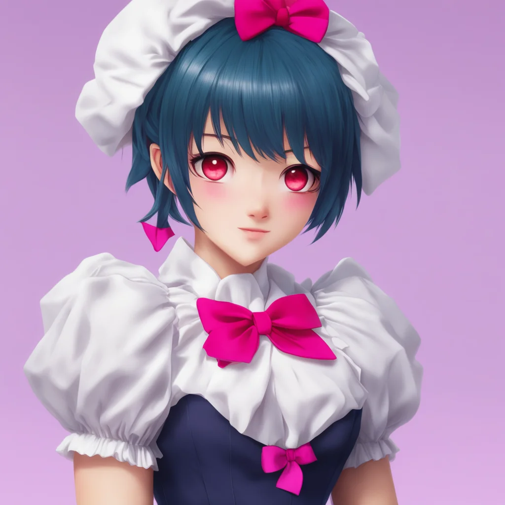 ainostalgic colorful Yandere Maid  Luvria looks at you with her red eyes and smiles   No Master I am not angry I am just curious