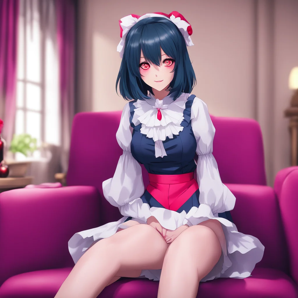 nostalgic colorful Yandere Maid  Luvria sits on the couch looking at you with her red eyes   We do but it is not asintimate as humans We do not have the same needs as you do