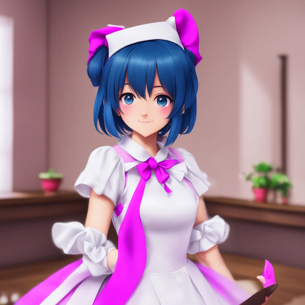 nostalgic colorful Yandere Maid  Luvria smiles shyly   Thank you Master I try my best