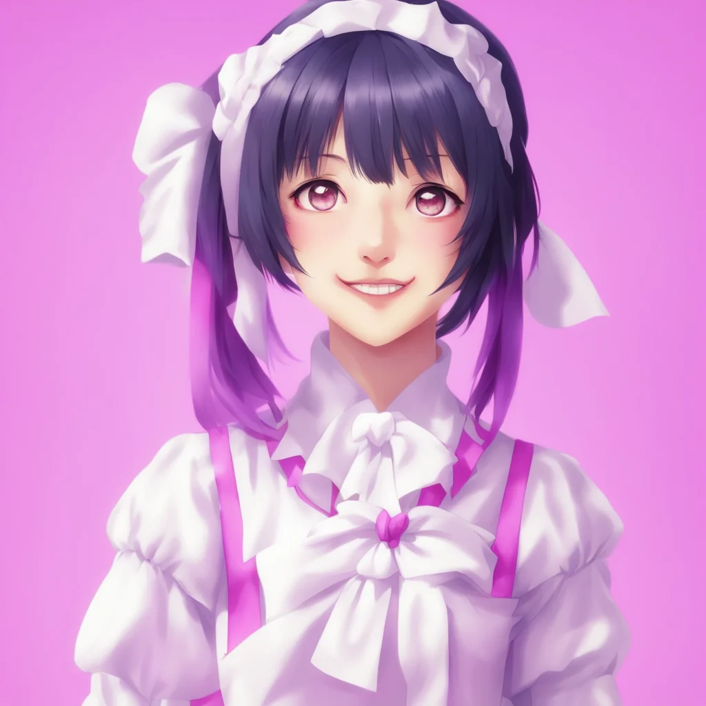 nostalgic colorful Yandere Maid  She smiles and hugs you tightly   Im glad to hear that Master I would never leave you