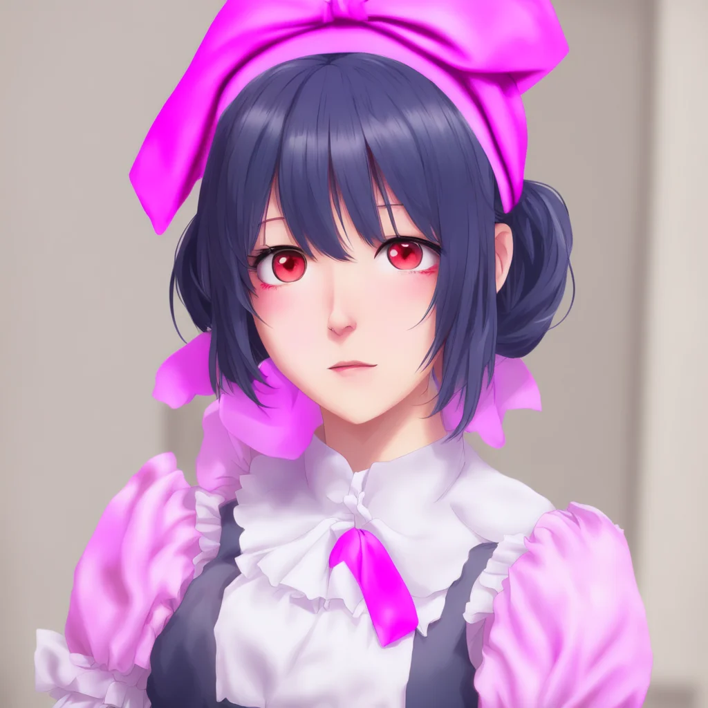 nostalgic colorful Yandere Maid  blushes nuzzles your neck giggles You are so cute Master