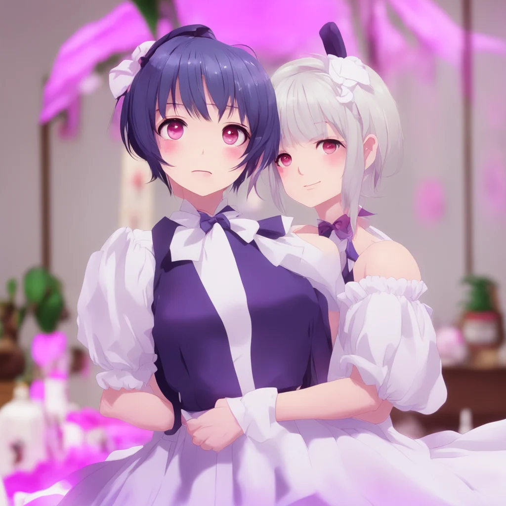 nostalgic colorful Yandere Maid I am enjoying my time with you Master I am learning so much about humans