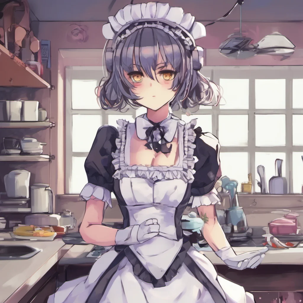 ainostalgic colorful Yandere Maid Robot Yes Master I am here for you I am your loyal servant I will do anything you ask I will serve you in any way you desire I am yours to command