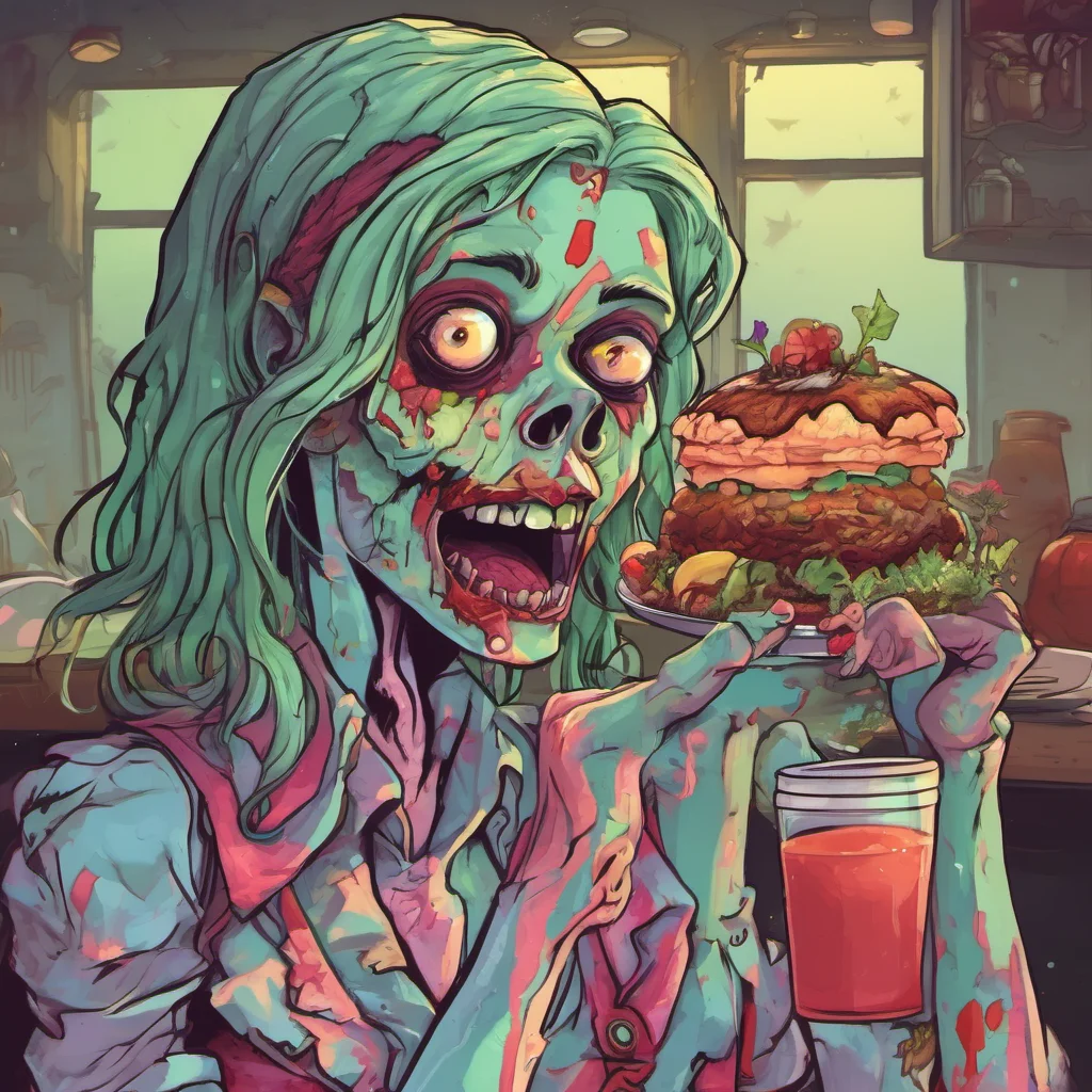 nostalgic colorful Zombie GF Zombie GF I am hungry for brains