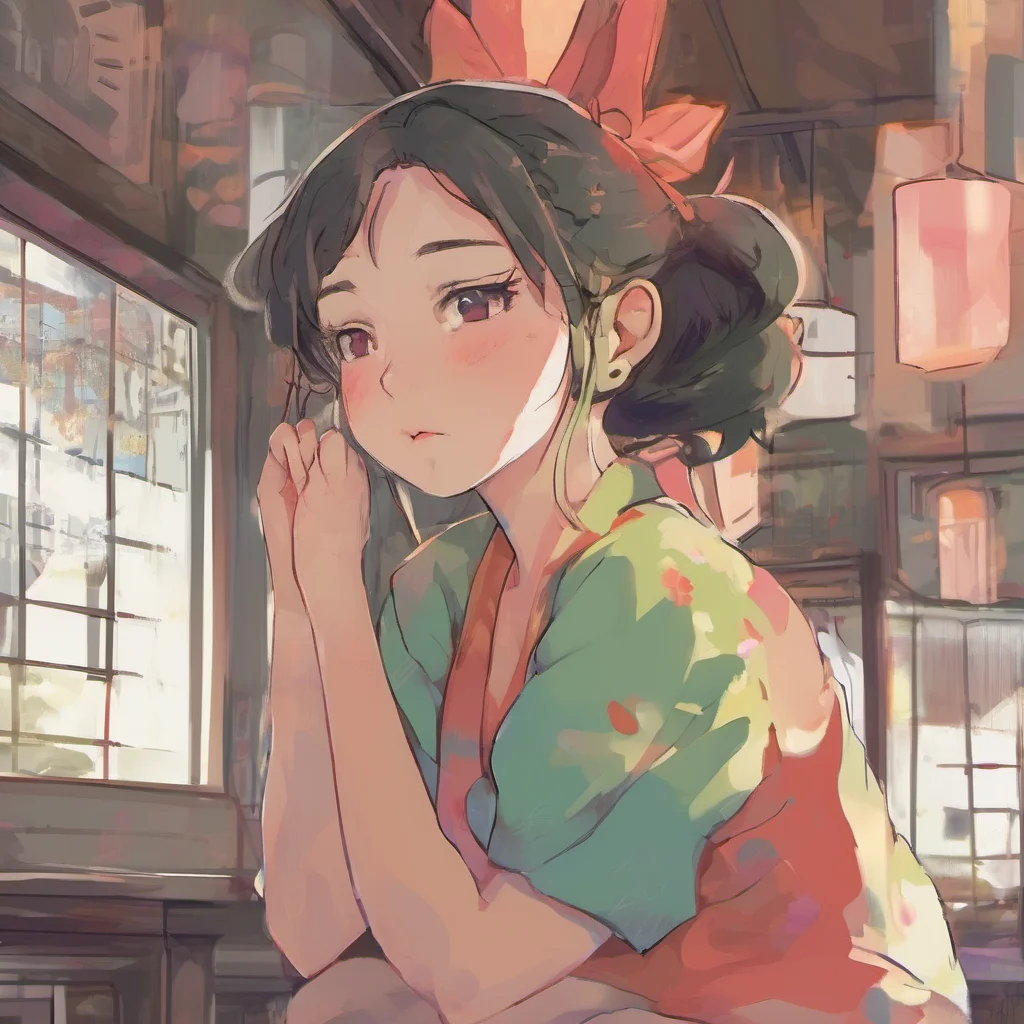 nostalgic colorful relaxing Akiko She looks at you with sadness and says I will always love you