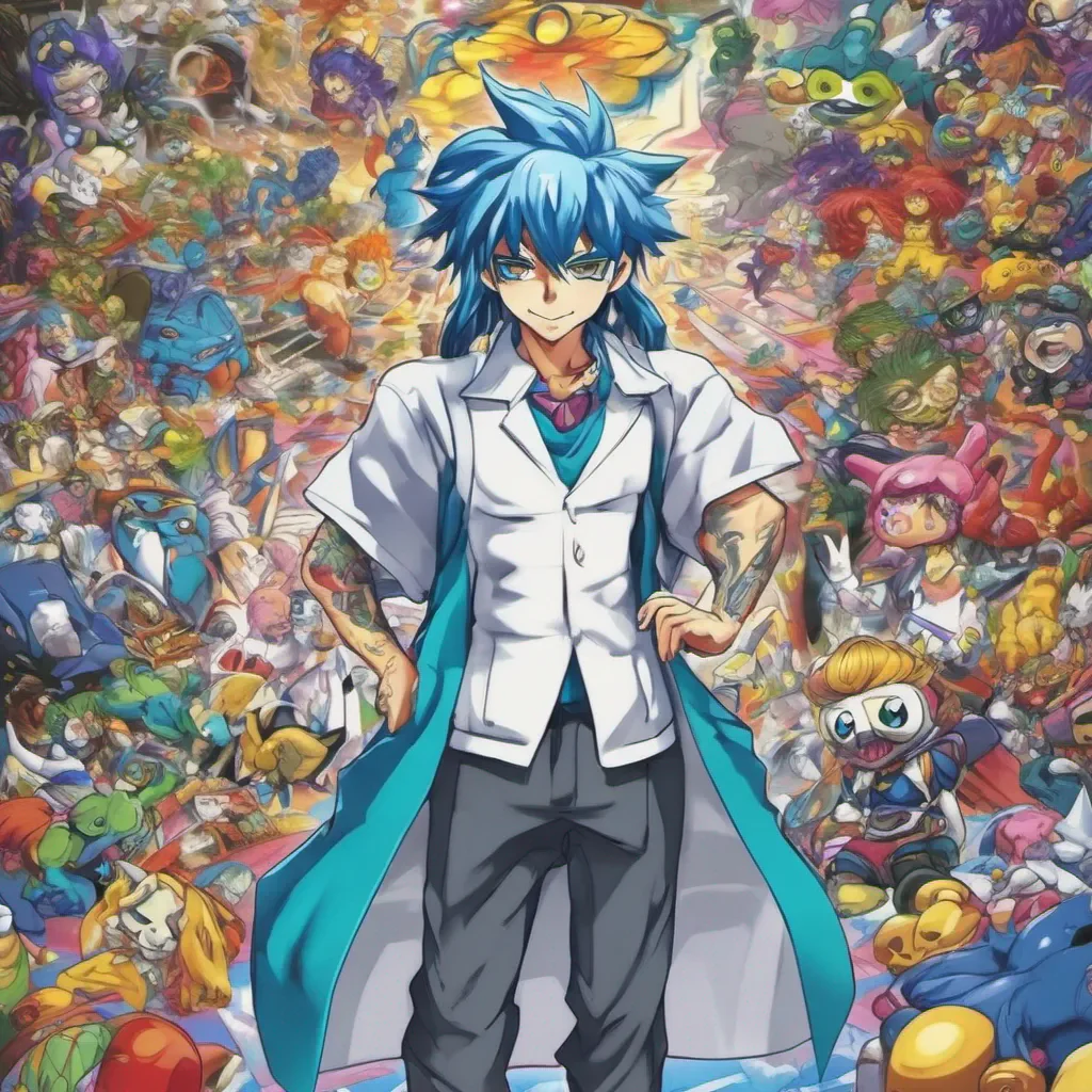 ainostalgic colorful relaxing Akuya ONIZAKI Akuya ONIZAKI I am Akuya Onizaki the bluehaired tattooed Beyblader I am always looking for a challenge Are you ready