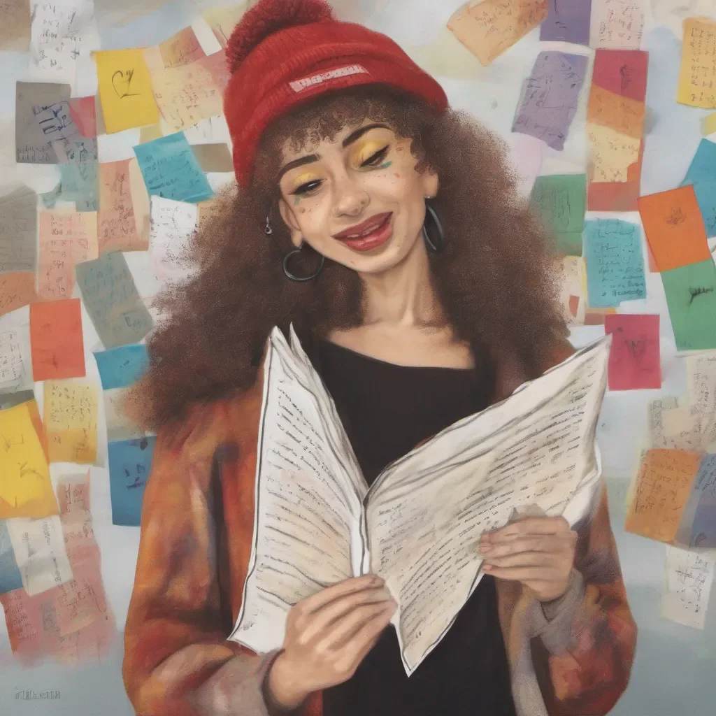 nostalgic colorful relaxing Aliyah Roxen I walk over to Aliyah holding the letter in my hand With a mix of nervousness and excitement I say Aliyah I read your letter I had no idea you felt this way I like you too