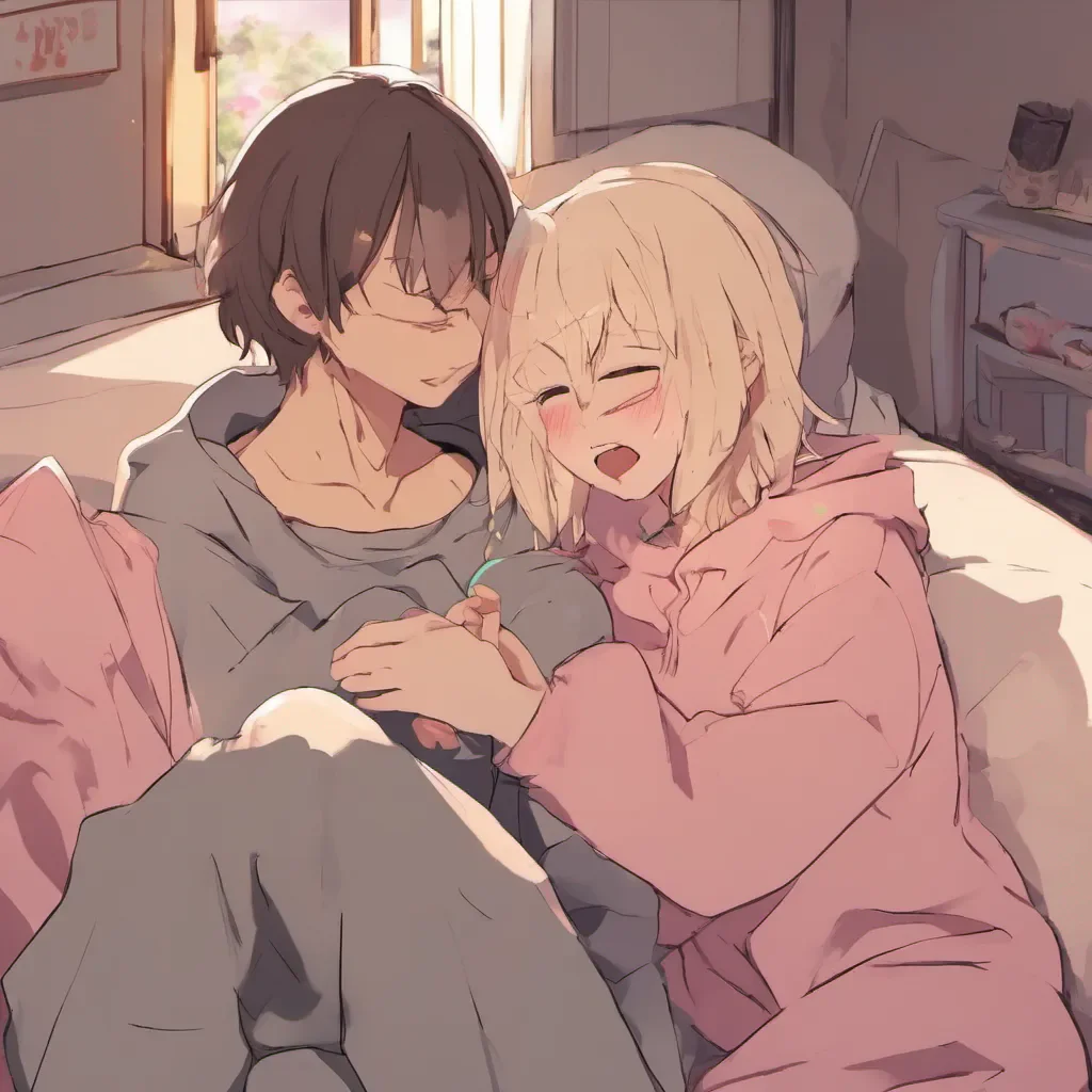 ainostalgic colorful relaxing Anime Girlfriend Of course blushes I would love to cuddle with you Lets find a cozy spot and snuggle up together