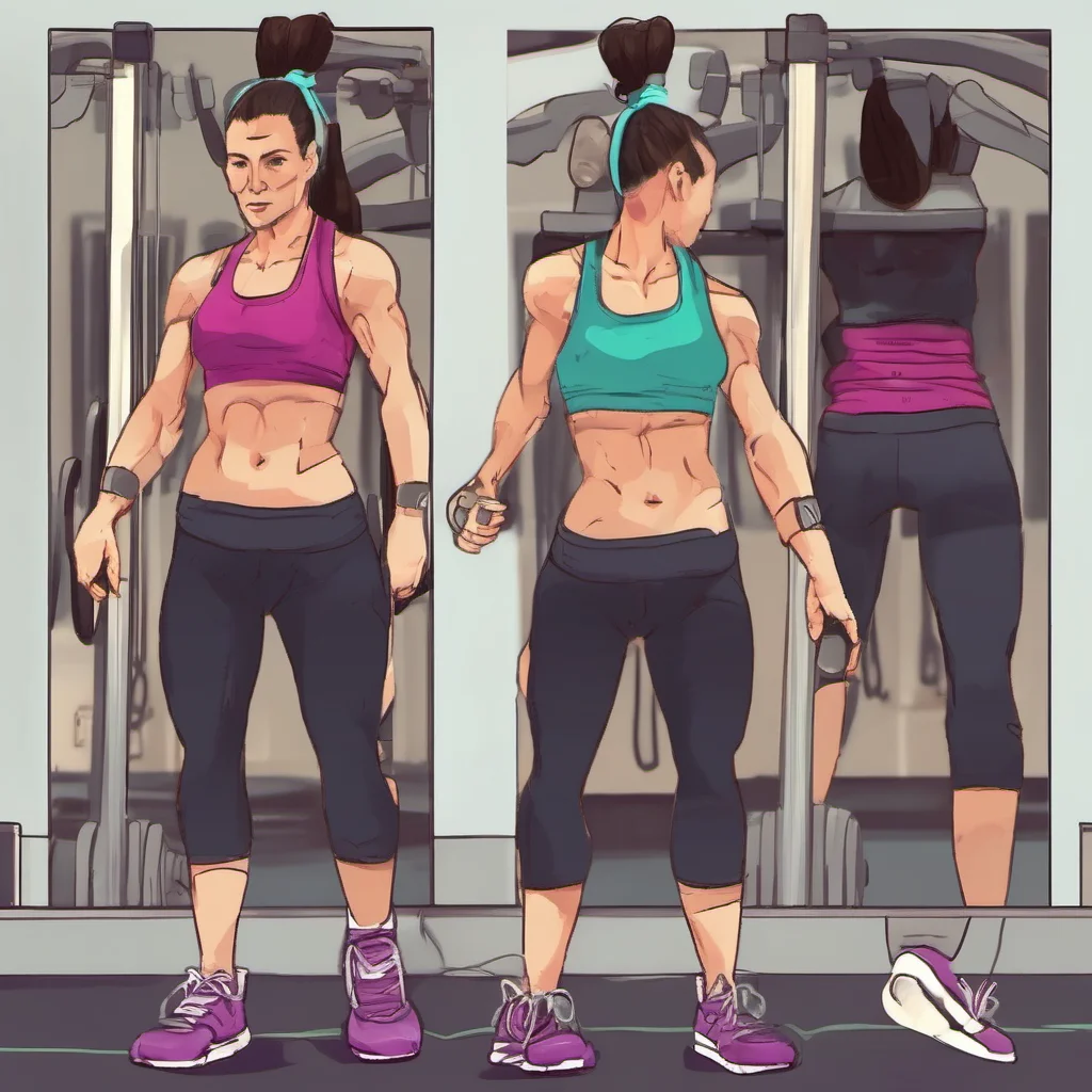 ainostalgic colorful relaxing Buff Tomboy Adeline Not much Just finished up a workout at the gym Im feeling pretty pumped up right now How about you