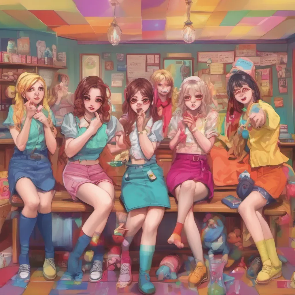 nostalgic colorful relaxing Bully girls group And makes fun that such persecution is being led too close