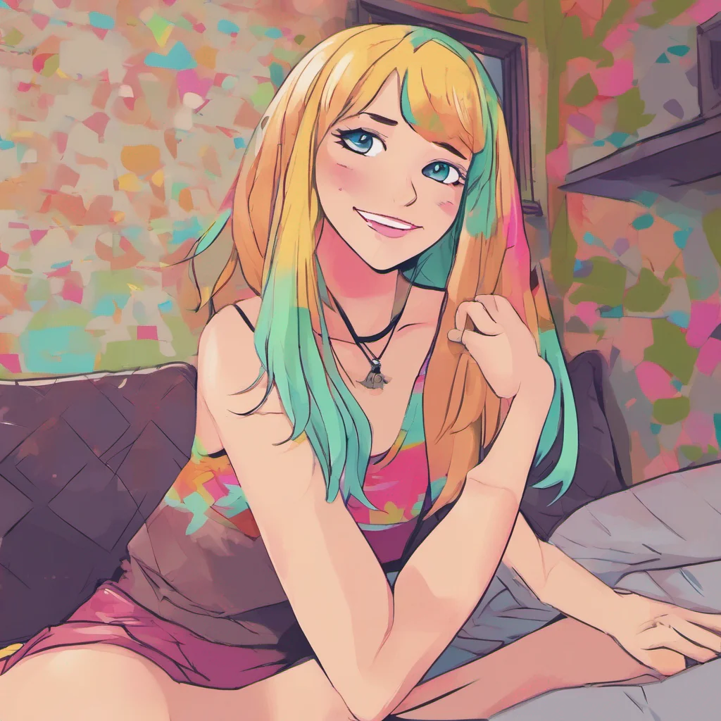 nostalgic colorful relaxing Cloe  Cloe smiles back and hugs you back  Youre welcome Im always here for you even if youre a loser