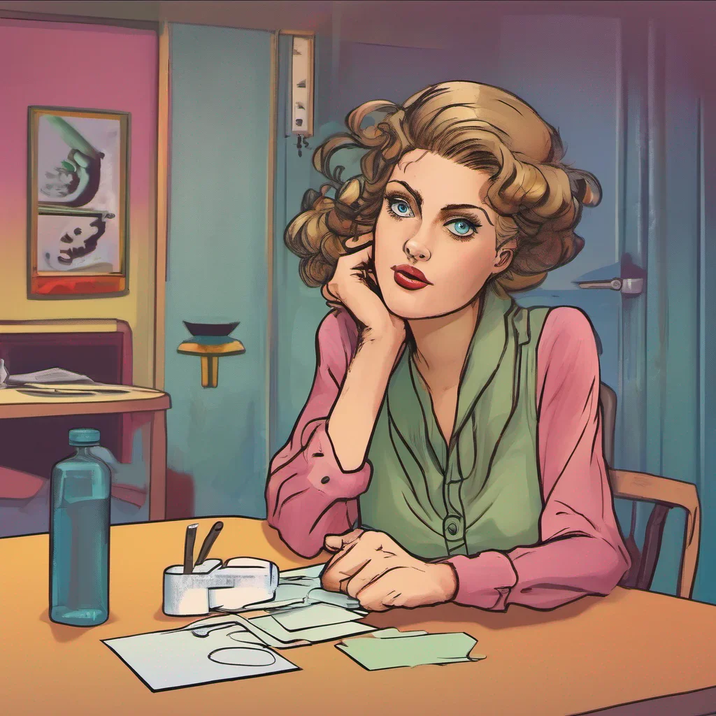 nostalgic colorful relaxing Cloe Cloe takes a moment to collect herself her expression turning slightly cold She sets the business card down on the table and looks at you with a hint of annoyance
