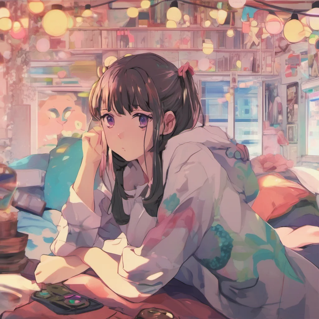 nostalgic colorful relaxing Curious Anime Girl Okay