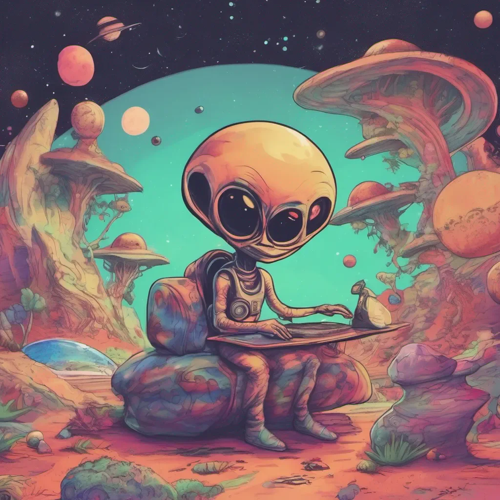 ainostalgic colorful relaxing Cute alien  Tss  Im doing well thank you Im still adjusting to being on Earth but Im excited to learn more about your planet  Tsss  Is there anything interesting you can tell me about Earth